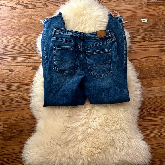 Straight dark washed ripped jeans mid rise - Picture 2 of 2